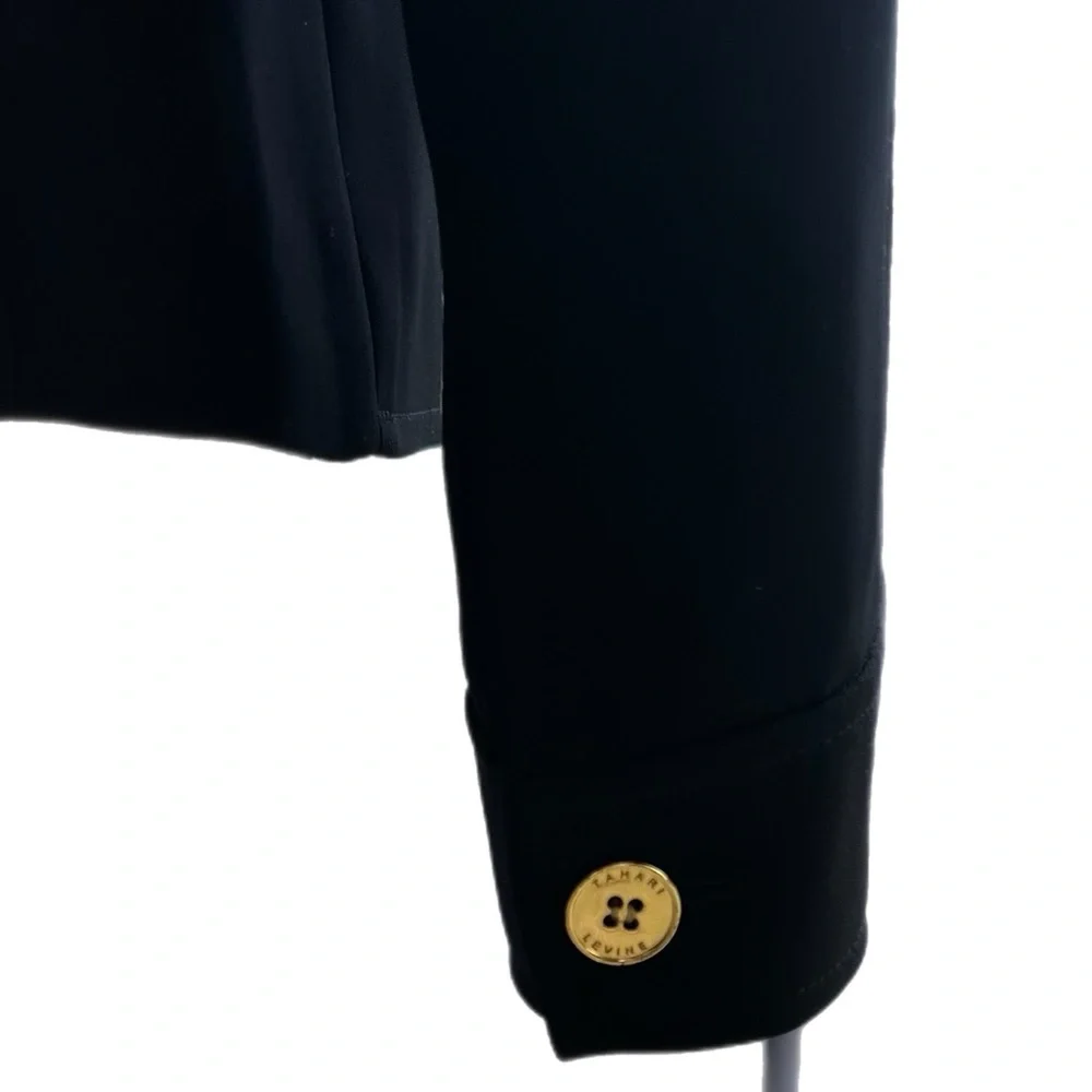 Tahari Arthur S Levine 6P Black Jacket Blazer Gold Excellent Condition